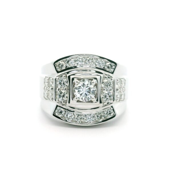 GIA Certified High Quality Natural Diamond 1.59CTS VVS Men's Ring 18K White Gold