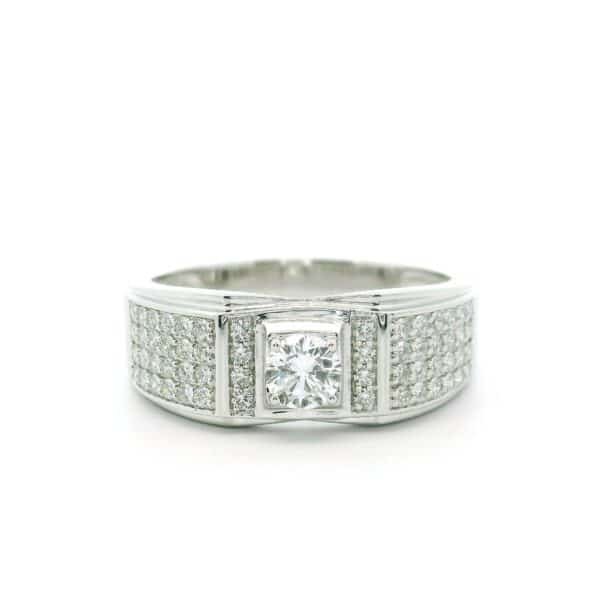 GIA Certified High Quality Natural Diamond 0.72CT D VS1 Mens Ring 18K White Gold