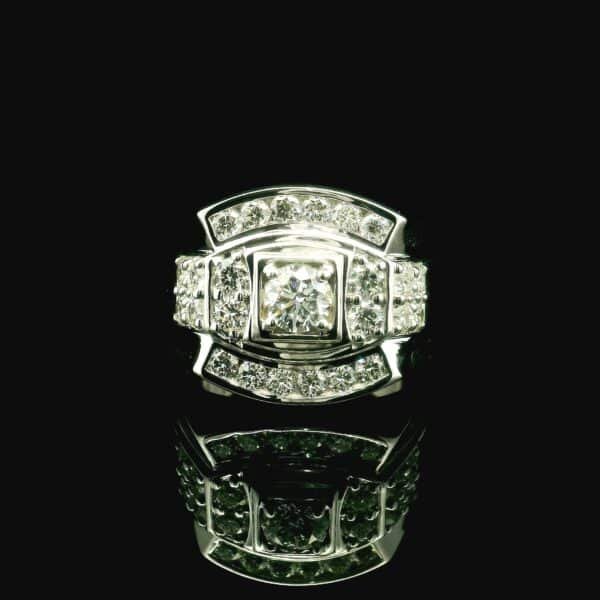 GIA Certified High Quality Natural Diamond 1.59CTS VVS Men's Ring 18K White Gold