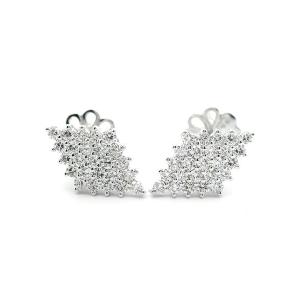 0.70CT Natural Diamond Marquise Cluster Earring 18K White Gold Genuine Round Diamond