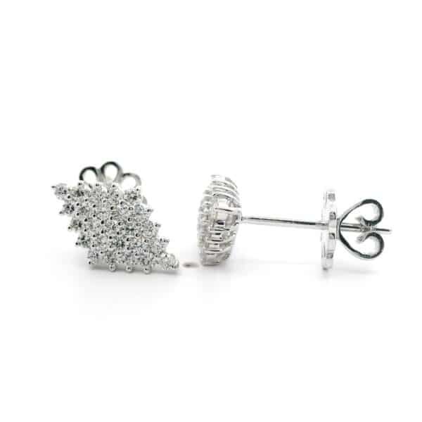 0.70CT Natural Diamond Marquise Cluster Earring 18K White Gold Genuine Round Diamond
