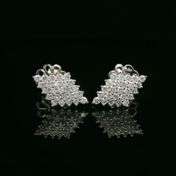 0.70CT Natural Diamond Marquise Cluster Earring 18K White Gold Genuine Round Diamond