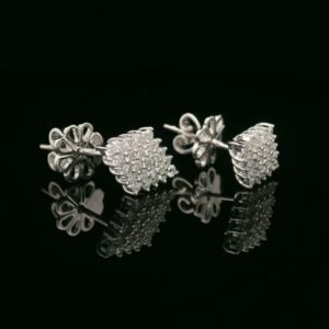 0.70CT Natural Diamond Marquise Cluster Earring 18K White Gold Genuine Round Diamond