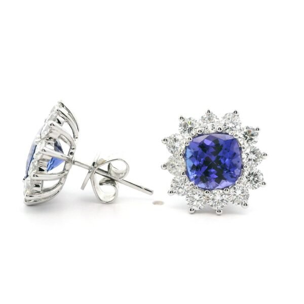 5.28CT Natural Genuine Tanzanite Diamond Earring 18K White Gold