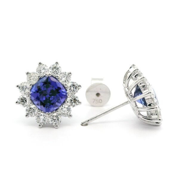 5.28CT Natural Genuine Tanzanite Diamond Earring 18K White Gold