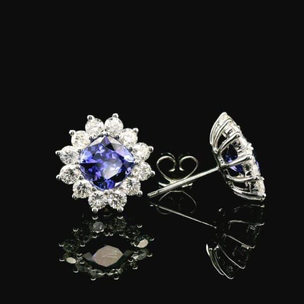 5.28CT Natural Genuine Tanzanite Diamond Earring 18K White Gold