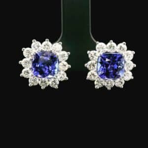 5.28CT Natural Genuine Tanzanite Diamond Earring 18K White Gold