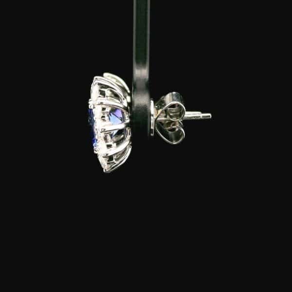 5.28CT Natural Genuine Tanzanite Diamond Earring 18K White Gold