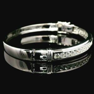 2.25 CTW Diamond Bangle 18k White Gold, Natural Diamond F VS1 Round Brilliant