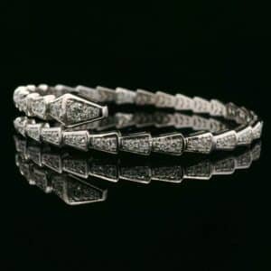 Diamond Bangle 18k White Gold, Natural Diamond F VS1 Round Brilliant