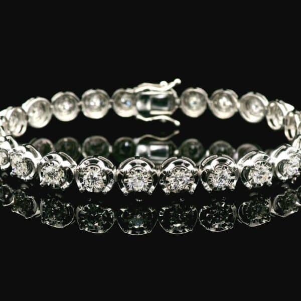 2.68 TCW Diamond Sparkler Bracelet in 18k White Gold, Natural Diamond F VS1 Round Brilliant (Copy)