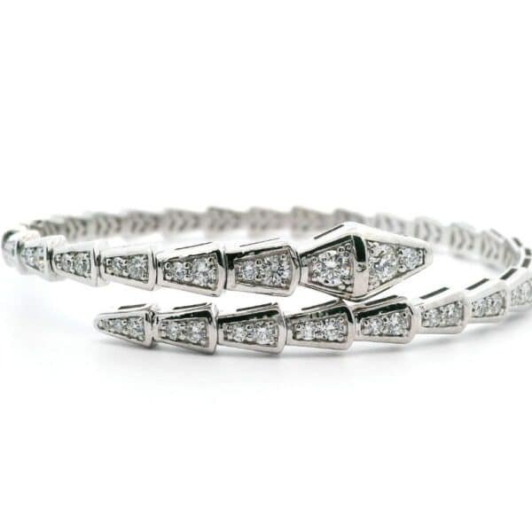 Diamond Bangle 18k White Gold, Natural Diamond F VS1 Round Brilliant
