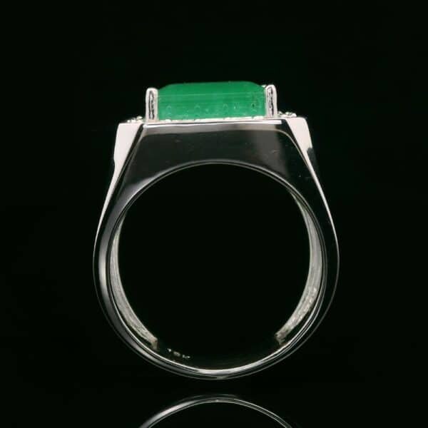 GIA 5CT Emerald Diamond Ring Certified 18K Solid White Gold Men's Ring