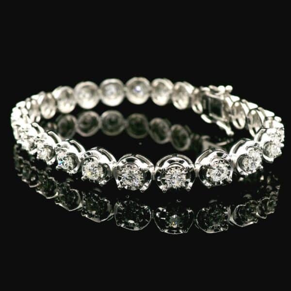 2.68 TCW Diamond Sparkler Bracelet in 18k White Gold, Natural Diamond F VS1 Round Brilliant (Copy)