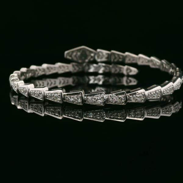 Diamond Bangle 18k White Gold, Natural Diamond F VS1 Round Brilliant