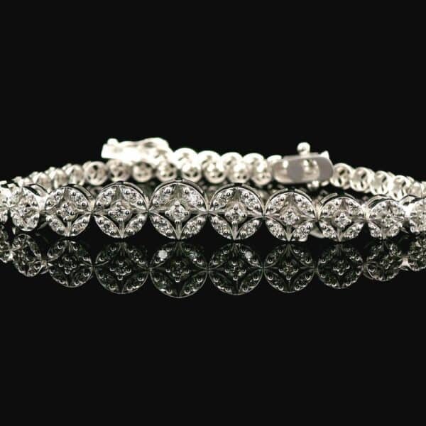 Diamond Bracelet 18k White Gold, Natural Diamond F VS1 Round Brilliant