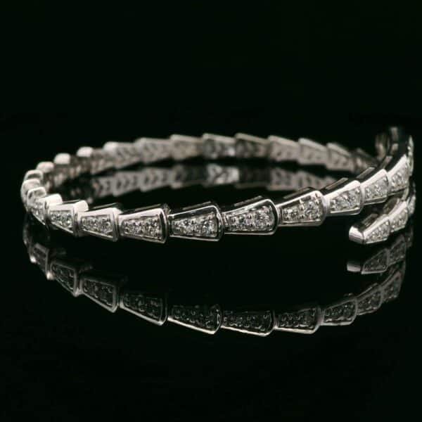 Diamond Bangle 18k White Gold, Natural Diamond F VS1 Round Brilliant