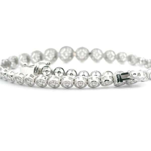 Diamond Bracelet 18k White Gold, Natural Diamond F VS1 Round Brilliant