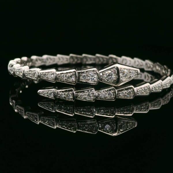 Diamond Bangle 18k White Gold, Natural Diamond F VS1 Round Brilliant