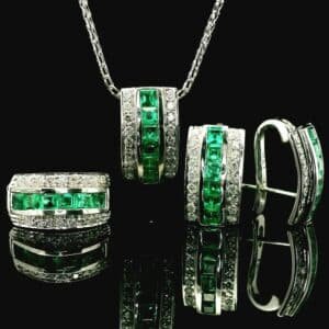 18K White Gold Jewelry Set