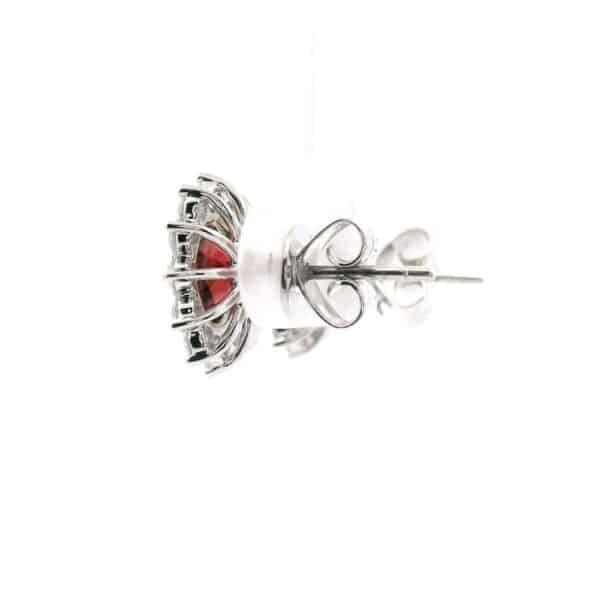 3.17CT Natural Red Spinel Diamond Earring 18K White Gold Oval Spinel