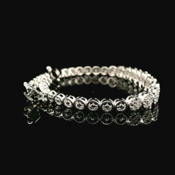 Diamond Bracelet 18k White Gold, Natural Diamond F VS1 Round Brilliant