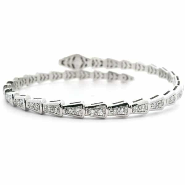 Diamond Bangle 18k White Gold, Natural Diamond F VS1 Round Brilliant