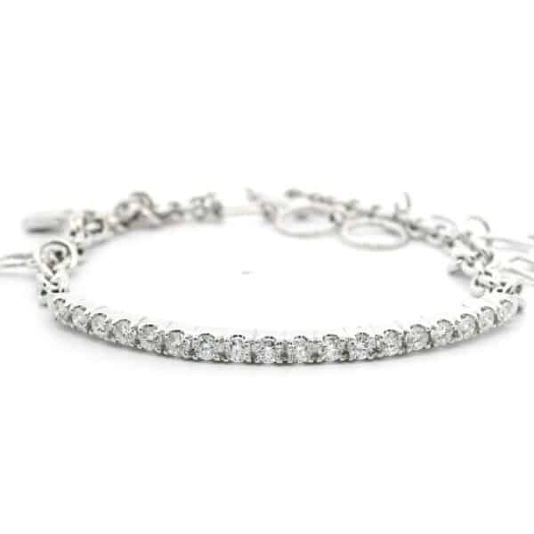 0.71 CTW Diamond Bracelet 18k White Gold, Natural Diamond F VS1 Round Brilliant