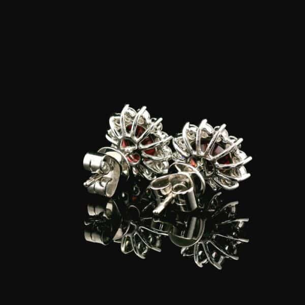 3.17CT Natural Red Spinel Diamond Earring 18K White Gold Oval Spinel