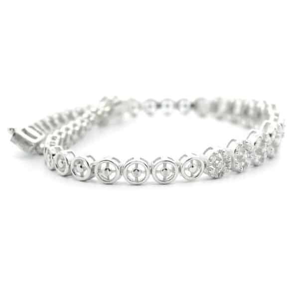 Diamond Bracelet 18k White Gold, Natural Diamond F VS1 Round Brilliant