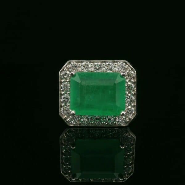 GIA 5CT Emerald Diamond Ring Certified 18K Solid White Gold Men's Ring
