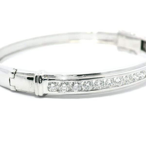 2.25 CTW Diamond Bangle 18k White Gold, Natural Diamond F VS1 Round Brilliant