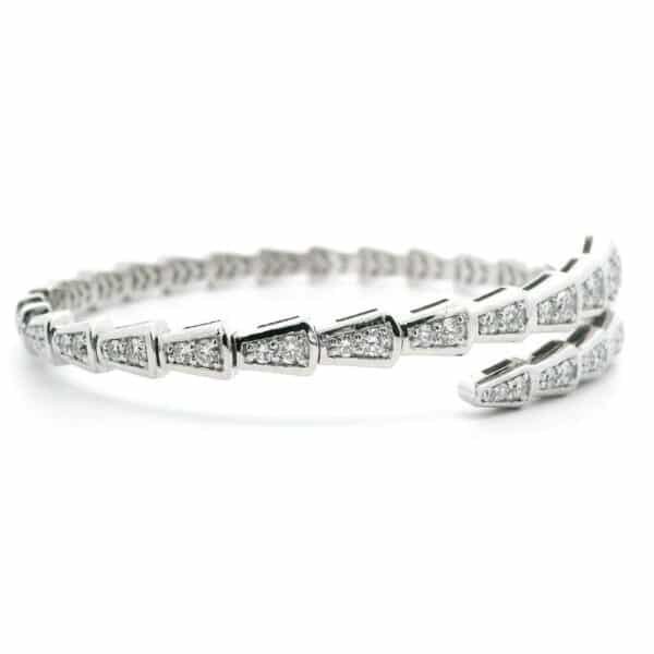 Diamond Bangle 18k White Gold, Natural Diamond F VS1 Round Brilliant