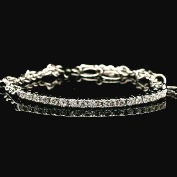 0.71 CTW Diamond Bracelet 18k White Gold, Natural Diamond F VS1 Round Brilliant