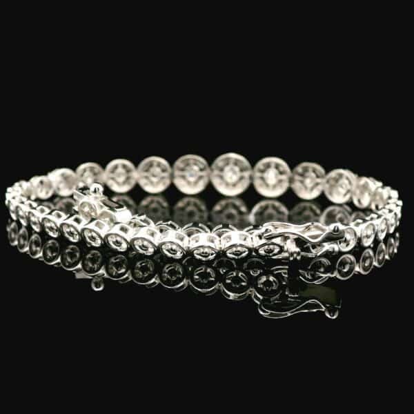 Diamond Bracelet 18k White Gold, Natural Diamond F VS1 Round Brilliant
