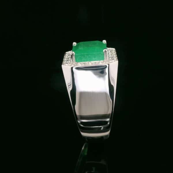 GIA 5CT Emerald Diamond Ring Certified 18K Solid White Gold Men's Ring