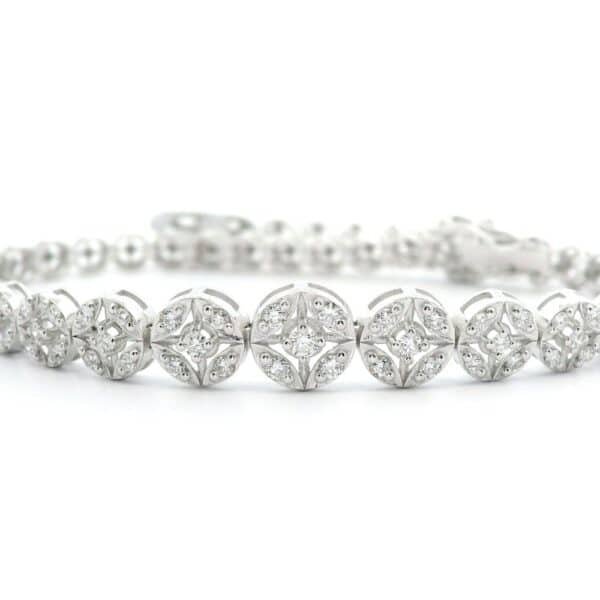 Diamond Bracelet 18k White Gold, Natural Diamond F VS1 Round Brilliant
