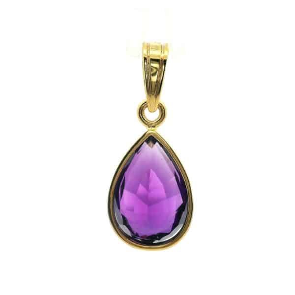 10.39CT Genuine Purple Amethyst Diamond Pendant 18K Yellow Gold