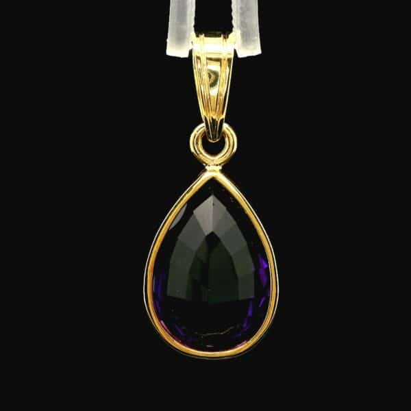 10.39CT Genuine Purple Amethyst Diamond Pendant 18K Yellow Gold