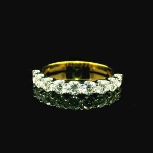 Genuine Diamond Ring 18K Yellow Gold Women, Earth Mined Natural Diamond Band Ring