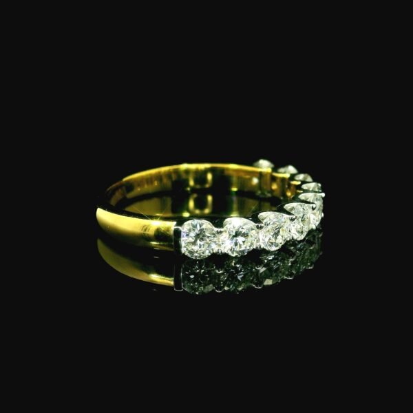 Genuine Diamond Ring 18K Yellow Gold Women, Earth Mined Natural Diamond Band Ring