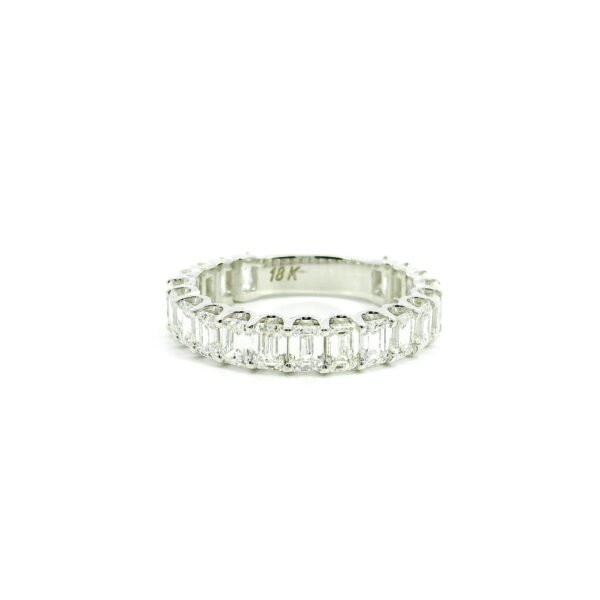 Genuine Baguette Natural Diamond Band 18K White Gold Ring For Women