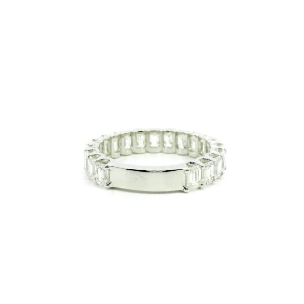 Genuine Baguette Natural Diamond Band 18K White Gold Ring For Women