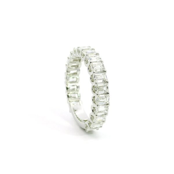 Genuine Baguette Natural Diamond Band 18K White Gold Ring For Women