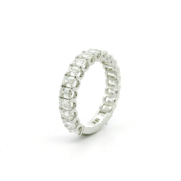 Genuine Baguette Natural Diamond Band 18K White Gold Ring For Women