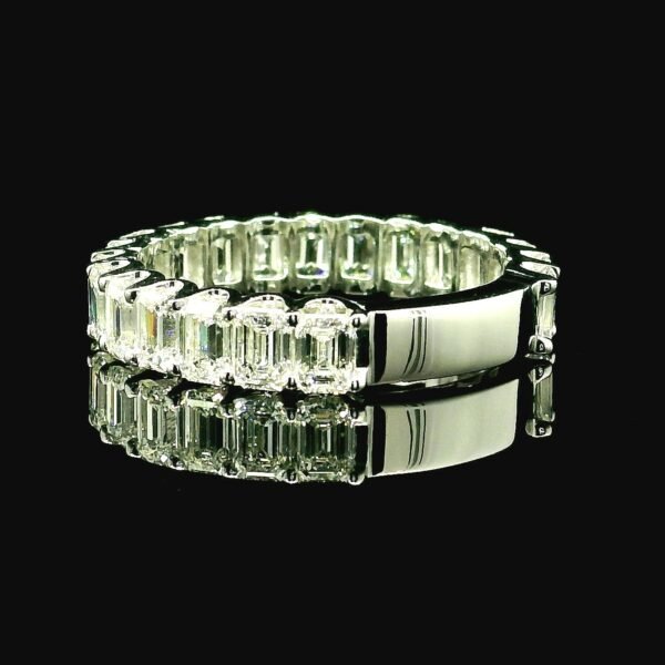 Genuine Baguette Natural Diamond Band 18K White Gold Ring For Women