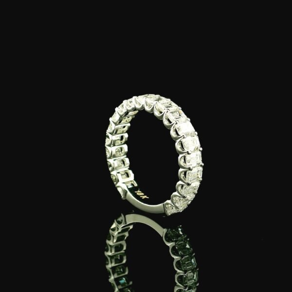 Genuine Baguette Natural Diamond Band 18K White Gold Ring For Women