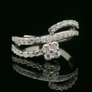 0.64ctw Natural Diamond Ring Style 18K White Gold Women, Earth Mined