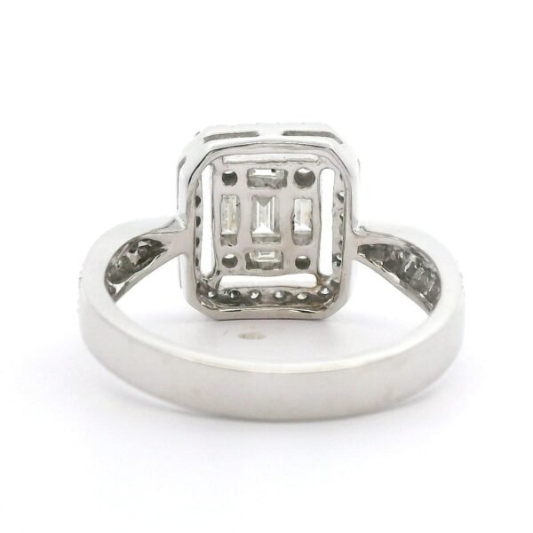 Genuine Baguette and Round Natural Diamond 18K White Gold Ring
