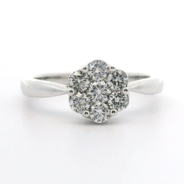 0.61ctw Natural Diamond Ring Style 18K White Gold Women, Earth Mined